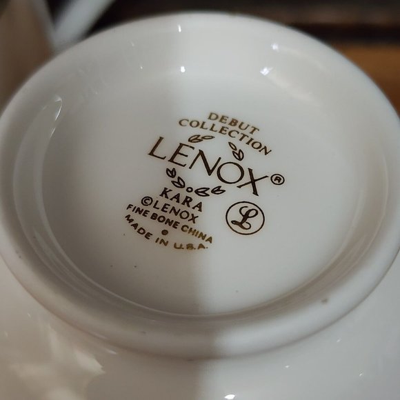 Set of 4 Lenox Debut Collection Kara Teacups grey black silver platinum - Picture 11 of 13